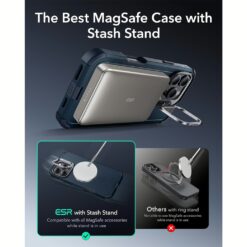 ESR รุ่น Cyber Armor Case with Stash Stand (HaloLock) - เคส iPhone 16 Pro Max - สี Navy Blue