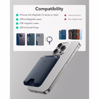 ESR รุ่น Magnetic Wallet Boost (HaloLock) - ที่เก็บบัตรติดหลังมือถือ - สี Dark Blue