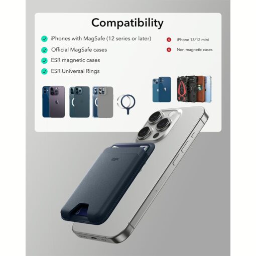 ESR รุ่น Magnetic Wallet Boost (HaloLock) - ที่เก็บบัตรติดหลังมือถือ - สี Dark Blue - Image 10