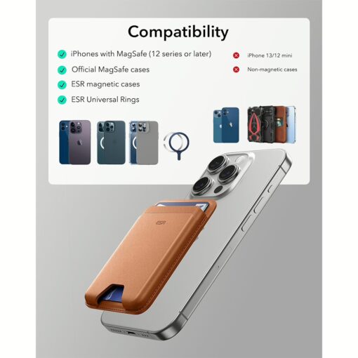 ESR รุ่น Magnetic Wallet Boost (HaloLock) - ที่เก็บบัตรติดหลังมือถือ - สี Brown - Image 10