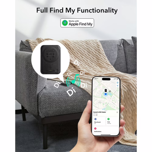 ESR รุ่น Geo Wallet Boost (HaloLock) - ที่เก็บบัตรติดหลังมือถือ - สี Black