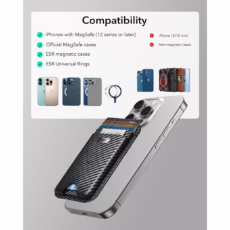ESR รุ่น Geo Wallet Boost (HaloLock) - ที่เก็บบัตรติดหลังมือถือ - สี Black Carbon Fiber