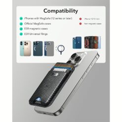 ESR รุ่น Geo Wallet Boost (HaloLock) - ที่เก็บบัตรติดหลังมือถือ - สี Black Carbon Fiber