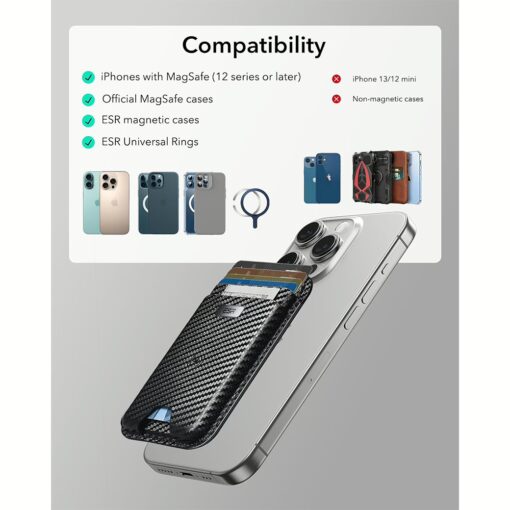 ESR รุ่น Geo Wallet Boost (HaloLock) - ที่เก็บบัตรติดหลังมือถือ - สี Black Carbon Fiber - Image 10