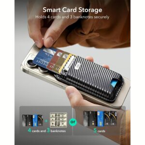ESR รุ่น Geo Wallet Boost (HaloLock) - ที่เก็บบัตรติดหลังมือถือ - สี Black Carbon Fiber