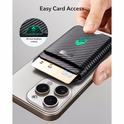 ESR รุ่น Geo Wallet Boost (HaloLock) - ที่เก็บบัตรติดหลังมือถือ - สี Black Carbon Fiber