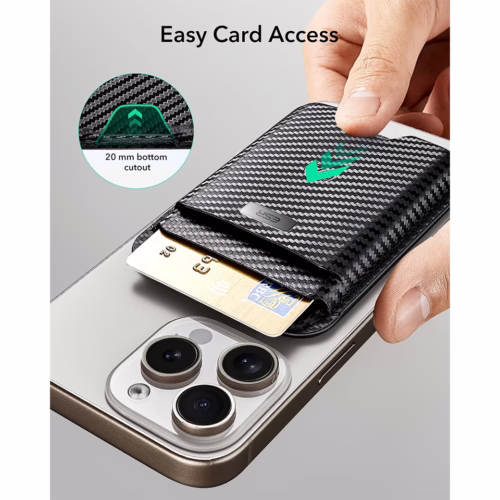 ESR รุ่น Geo Wallet Boost (HaloLock) - ที่เก็บบัตรติดหลังมือถือ - สี Black Carbon Fiber