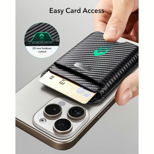 ESR รุ่น Geo Wallet Boost (HaloLock) - ที่เก็บบัตรติดหลังมือถือ - สี Black Carbon Fiber - Image 6