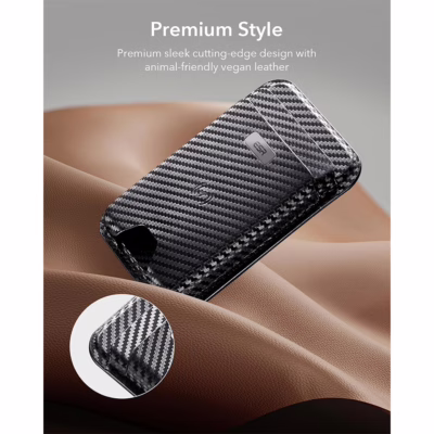 ESR รุ่น Geo Wallet Boost (HaloLock) - ที่เก็บบัตรติดหลังมือถือ - สี Black Carbon Fiber