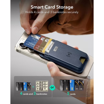 ESR รุ่น Geo Wallet Boost (HaloLock) - ที่เก็บบัตรติดหลังมือถือ - สี Dark Blue