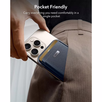 ESR รุ่น Geo Wallet Boost (HaloLock) - ที่เก็บบัตรติดหลังมือถือ - สี Dark Blue