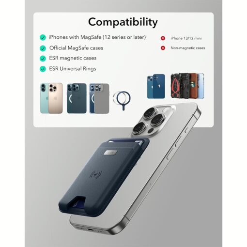 ESR รุ่น Geo Wallet Boost (HaloLock) - ที่เก็บบัตรติดหลังมือถือ - สี Dark Blue - Image 9