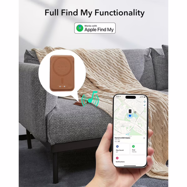 ESR รุ่น Geo Wallet Boost (HaloLock) - ที่เก็บบัตรติดหลังมือถือ - สี Brown