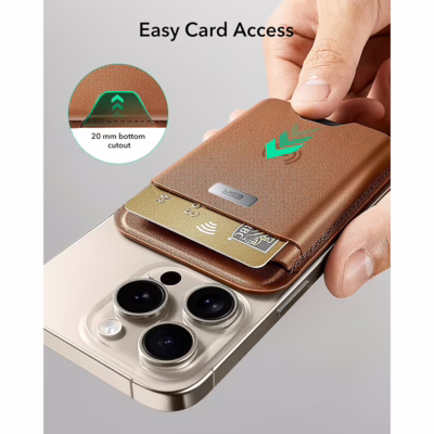 ESR รุ่น Geo Wallet Boost (HaloLock) - ที่เก็บบัตรติดหลังมือถือ - สี Brown
