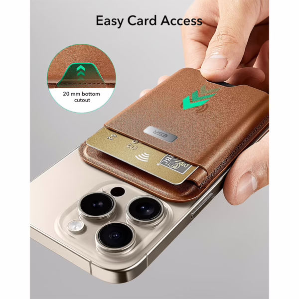 ESR รุ่น Geo Wallet Boost (HaloLock) - ที่เก็บบัตรติดหลังมือถือ - สี Brown