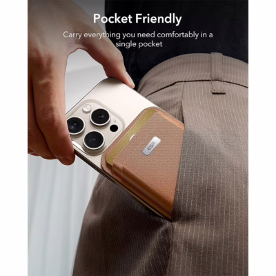 ESR รุ่น Geo Wallet Boost (HaloLock) - ที่เก็บบัตรติดหลังมือถือ - สี Brown