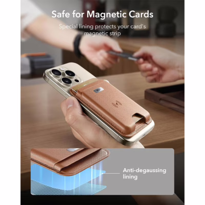 ESR รุ่น Geo Wallet Boost (HaloLock) - ที่เก็บบัตรติดหลังมือถือ - สี Brown