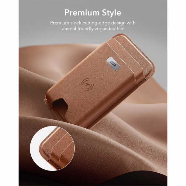ESR รุ่น Geo Wallet Boost (HaloLock) - ที่เก็บบัตรติดหลังมือถือ - สี Brown