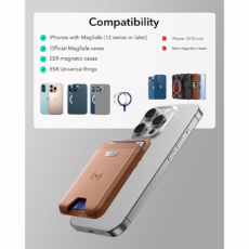 ESR รุ่น Geo Wallet Boost (HaloLock) - ที่เก็บบัตรติดหลังมือถือ - สี Brown