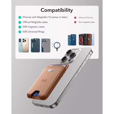 ESR รุ่น Geo Wallet Boost (HaloLock) - ที่เก็บบัตรติดหลังมือถือ - สี Brown