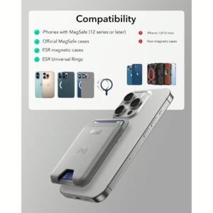 ESR รุ่น Geo Wallet Boost (HaloLock) - ที่เก็บบัตรติดหลังมือถือ - สี Grey