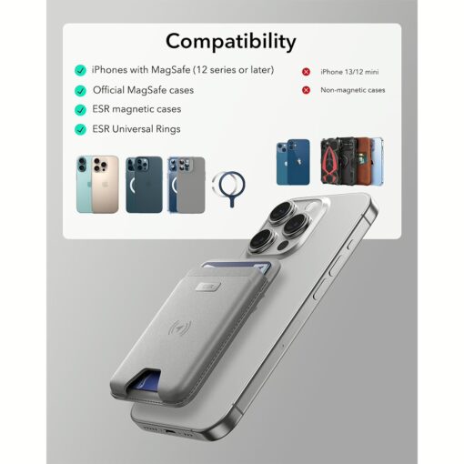 ESR รุ่น Geo Wallet Boost (HaloLock) - ที่เก็บบัตรติดหลังมือถือ - สี Grey - Image 10