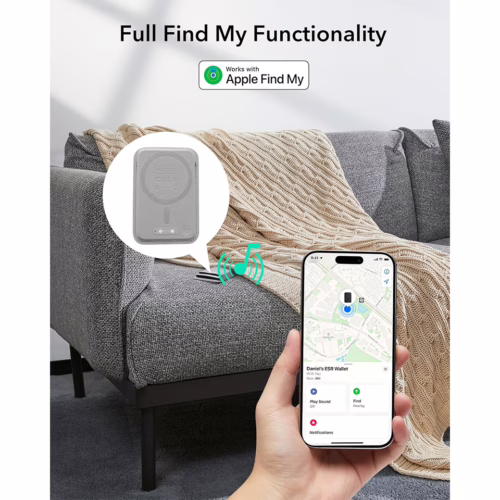 ESR รุ่น Geo Wallet Boost (HaloLock) - ที่เก็บบัตรติดหลังมือถือ - สี Grey