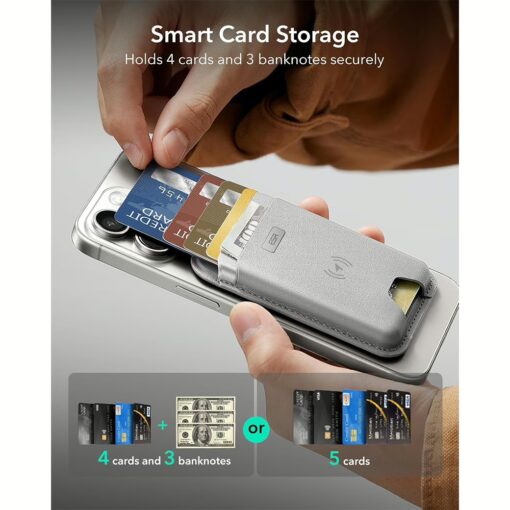 ESR รุ่น Geo Wallet Boost (HaloLock) - ที่เก็บบัตรติดหลังมือถือ - สี Grey - Image 4