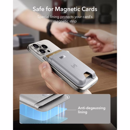 ESR รุ่น Geo Wallet Boost (HaloLock) - ที่เก็บบัตรติดหลังมือถือ - สี Grey