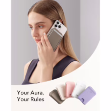 ESR รุ่น Aura Wallet Stand (HaloLock) - ที่เก็บบัตรติดหลังมือถือ - สี Elephant Gray