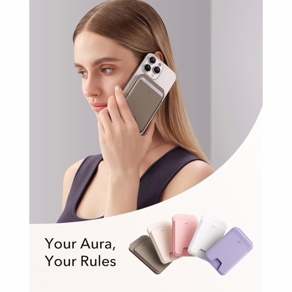 ESR รุ่น Aura Wallet Stand (HaloLock) - ที่เก็บบัตรติดหลังมือถือ - สี Elephant Gray