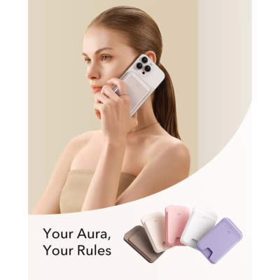 ESR รุ่น Aura Wallet Stand (HaloLock) - ที่เก็บบัตรติดหลังมือถือ - สี Cream Beige