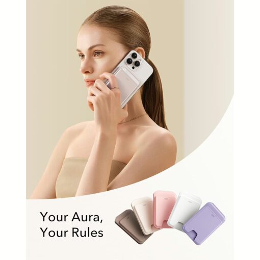 ESR รุ่น Aura Wallet Stand (HaloLock) - ที่เก็บบัตรติดหลังมือถือ - สี Cream Beige - Image 2
