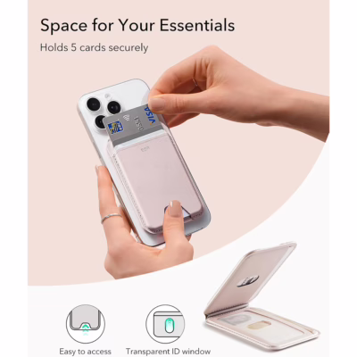 ESR รุ่น Aura Wallet Stand (HaloLock) - ที่เก็บบัตรติดหลังมือถือ - สี Cream Beige