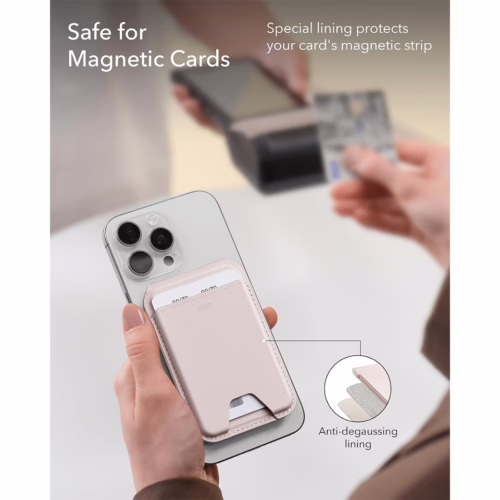 ESR รุ่น Aura Wallet Stand (HaloLock) - ที่เก็บบัตรติดหลังมือถือ - สี Cream Beige