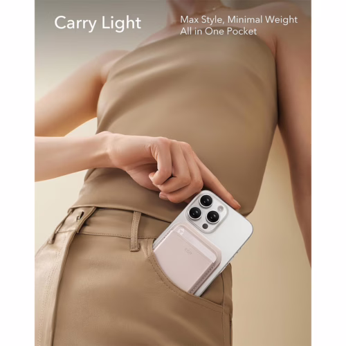 ESR รุ่น Aura Wallet Stand (HaloLock) - ที่เก็บบัตรติดหลังมือถือ - สี Cream Beige