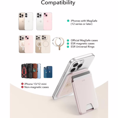 ESR รุ่น Aura Wallet Stand (HaloLock) - ที่เก็บบัตรติดหลังมือถือ - สี Cream Beige
