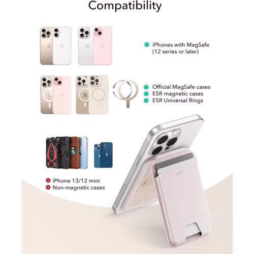 ESR รุ่น Aura Wallet Stand (HaloLock) - ที่เก็บบัตรติดหลังมือถือ - สี Cream Beige