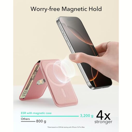ESR รุ่น Aura Wallet Stand (HaloLock) - ที่เก็บบัตรติดหลังมือถือ - สี Pink - Image 3