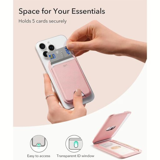 ESR รุ่น Aura Wallet Stand (HaloLock) - ที่เก็บบัตรติดหลังมือถือ - สี Pink - Image 5