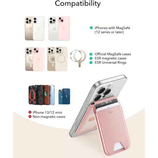 ESR รุ่น Aura Wallet Stand (HaloLock) - ที่เก็บบัตรติดหลังมือถือ - สี Pink - Image 9