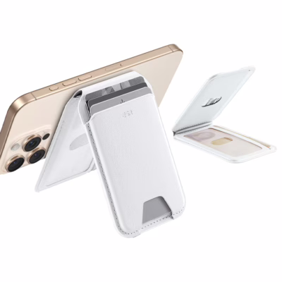 ESR รุ่น Aura Wallet Stand (HaloLock) - ที่เก็บบัตรติดหลังมือถือ - สี Bright White