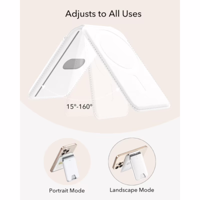 ESR รุ่น Aura Wallet Stand (HaloLock) - ที่เก็บบัตรติดหลังมือถือ - สี Bright White