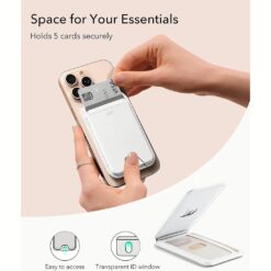 ESR รุ่น Aura Wallet Stand (HaloLock) - ที่เก็บบัตรติดหลังมือถือ - สี Bright White