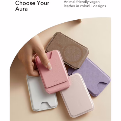 ESR รุ่น Aura Wallet Stand (HaloLock) - ที่เก็บบัตรติดหลังมือถือ - สี Bright White