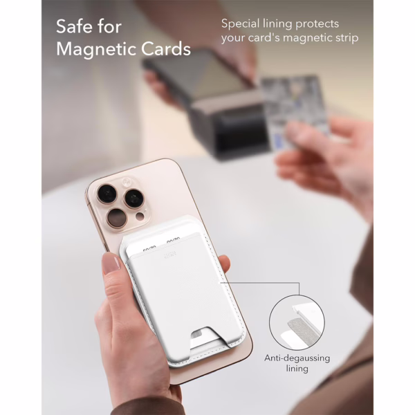 ESR รุ่น Aura Wallet Stand (HaloLock) - ที่เก็บบัตรติดหลังมือถือ - สี Bright White