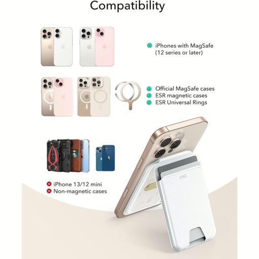 ESR รุ่น Aura Wallet Stand (HaloLock) - ที่เก็บบัตรติดหลังมือถือ - สี Bright White - Image 7