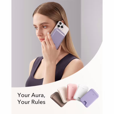 ESR รุ่น Aura Wallet Stand (HaloLock) - ที่เก็บบัตรติดหลังมือถือ - สี Lavender