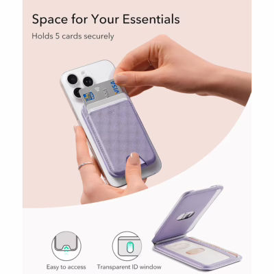 ESR รุ่น Aura Wallet Stand (HaloLock) - ที่เก็บบัตรติดหลังมือถือ - สี Lavender