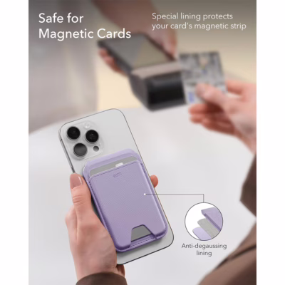 ESR รุ่น Aura Wallet Stand (HaloLock) - ที่เก็บบัตรติดหลังมือถือ - สี Lavender